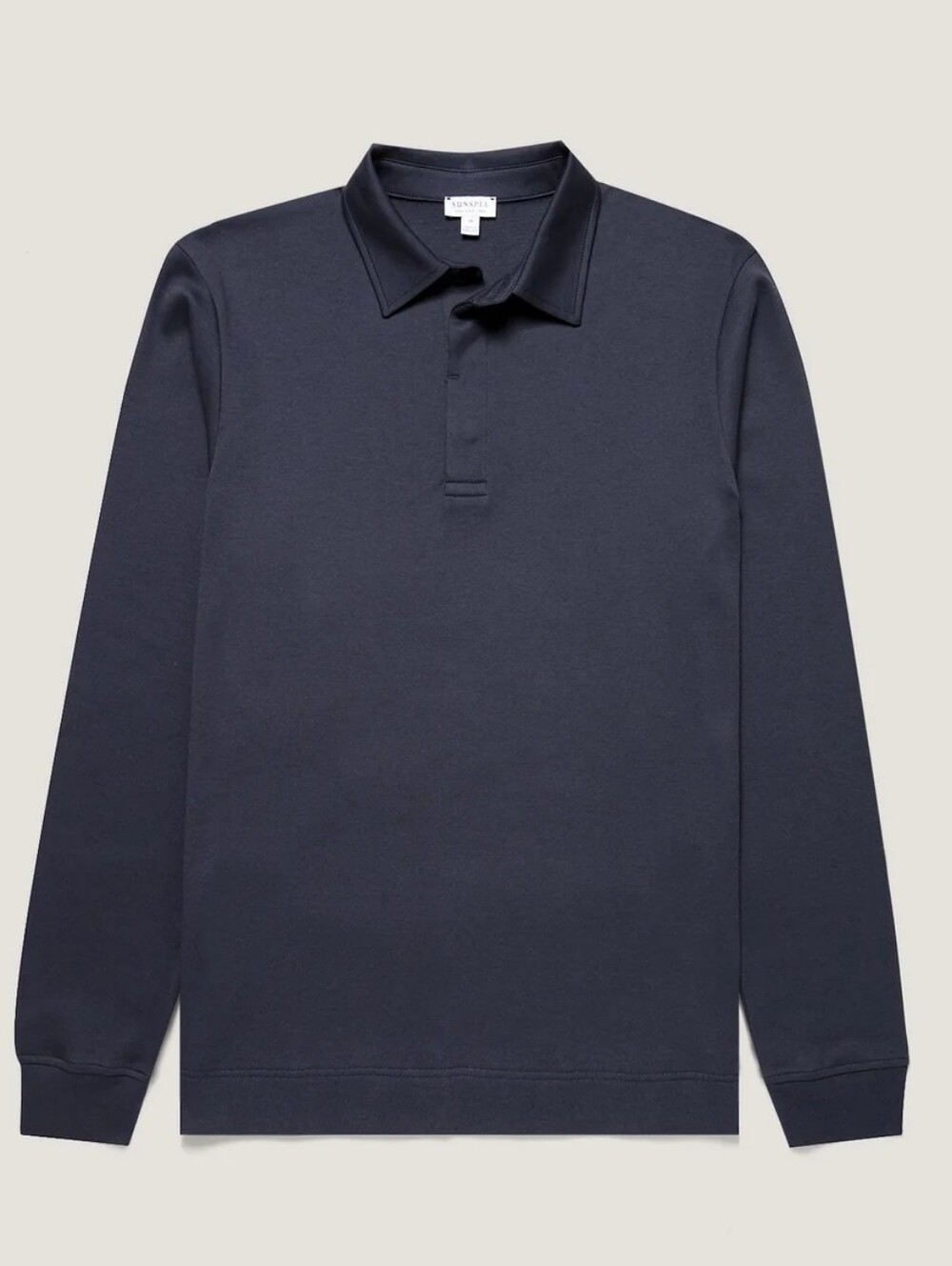 Sunspel Heavyweight Rugby Polo Shirt Navy Medium